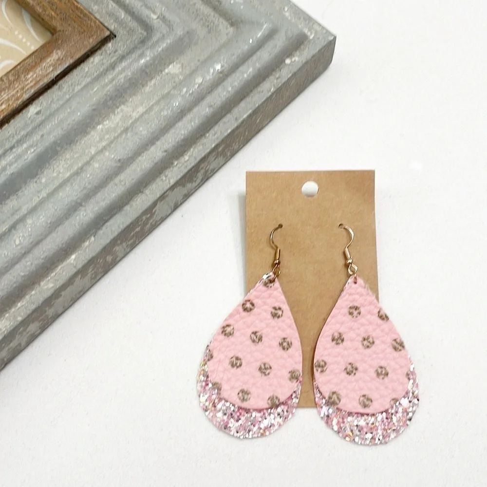 Polkadot print teardrop hand made earrings